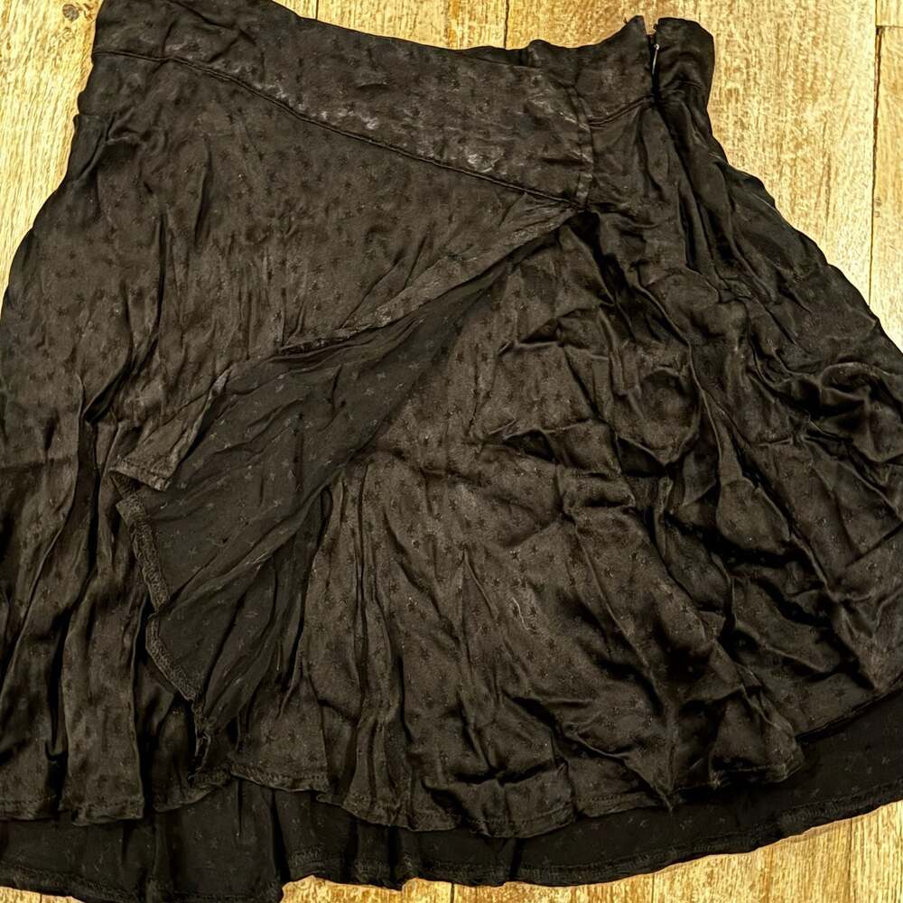 Free People Black Star Pattern Ruffle Layered Mini Skirt - Picture 4 of 8